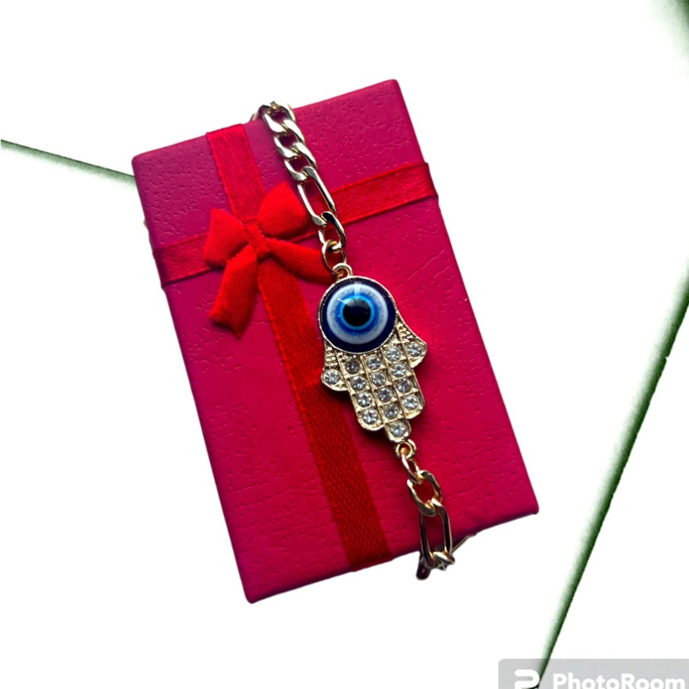 14k laminated Gold Evel Eye Bracelet